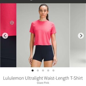 NWOT Lululemon Ultralight Waist-Length T-Shirt Glaze Pink Size 6